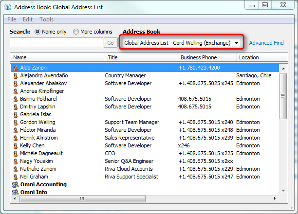 outlook global address book sync